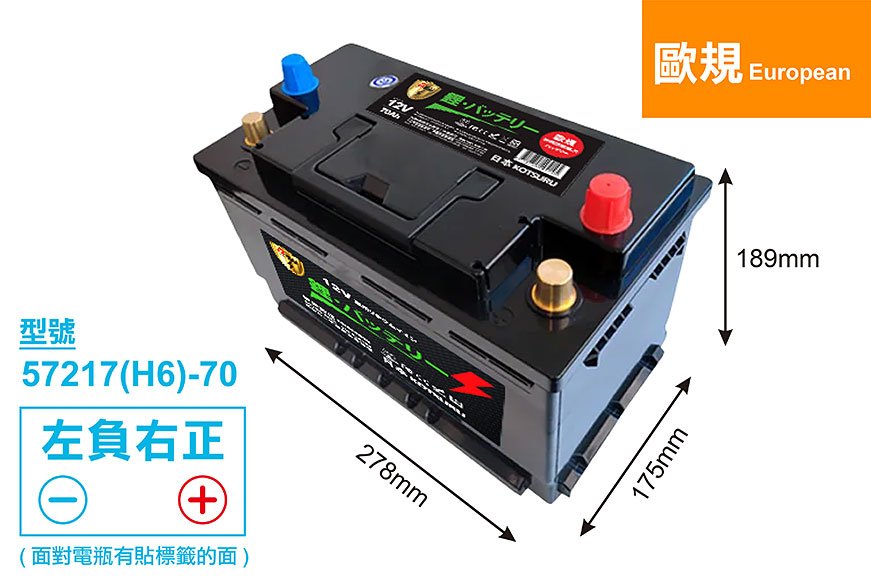 【歐規】57217(H6)-70 汽車鉛轉鋰動力電瓶 12V 70AH 1100CCA